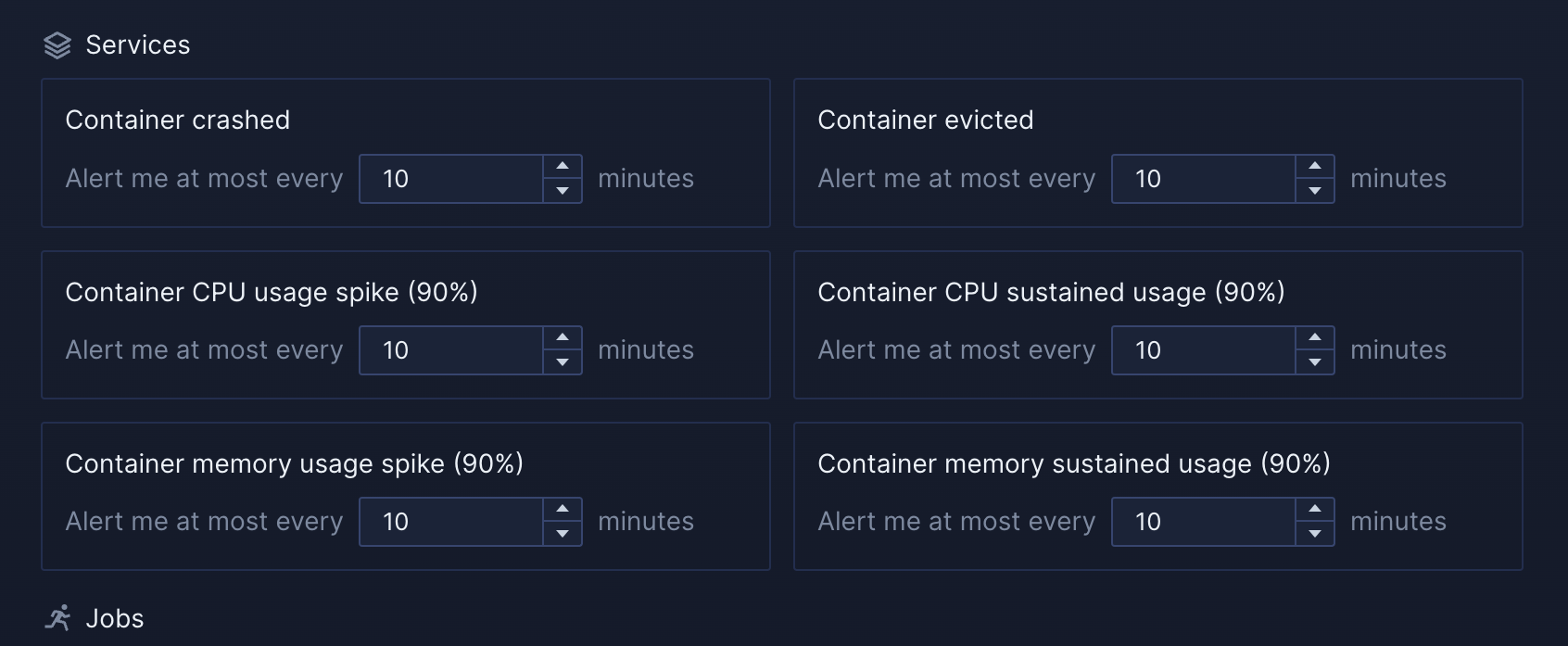 Screenshot of Northflank notification settings